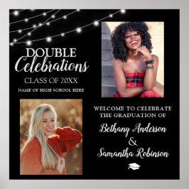 Póster Doble bienvenida de graduación de 2 fotos
