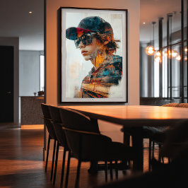 Póster Doble exposición de vibraciones urbanas