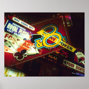 Póster Doble exposición, interior del casino, Las Vegas,