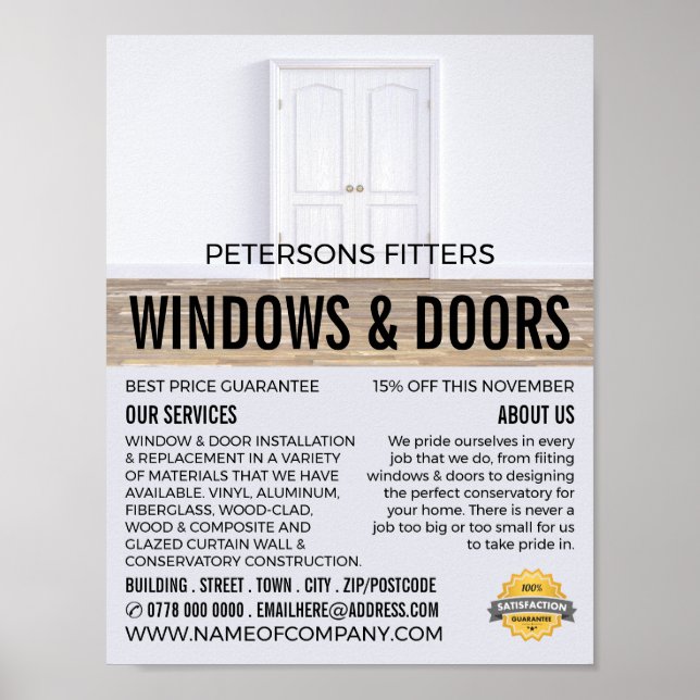 Póster Doble puerta, Ventana y Puerta Fitter Company (Frente)