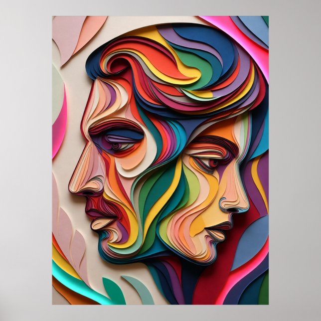 Póster Doble rostro en abstracto multicapa (Frente)