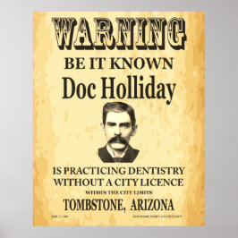 Póster Doc Holliday Dentist Note Old West Vintage