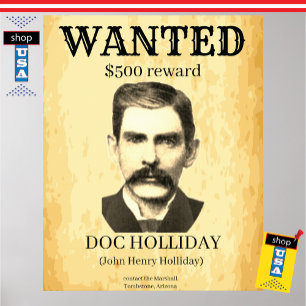 Póster Doc Holliday quería un viejo criminal de la cosech
