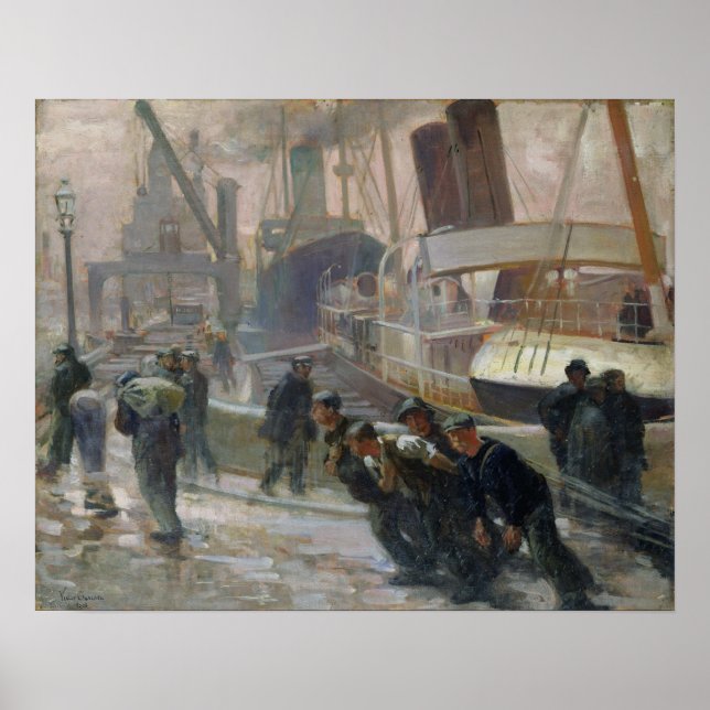 Póster Dockers de Liverpool en Dawn, 1903 (Frente)