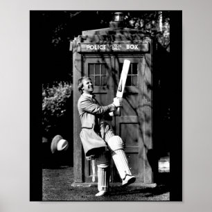 Póster Doctor Who Peter Davison Críquet Tardis 1981 Tanqu