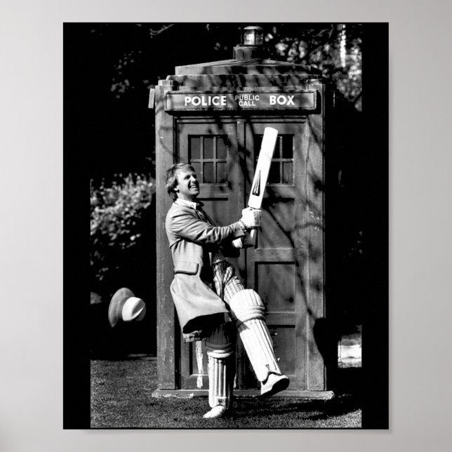 Póster Doctor Who Peter Davison Críquet Tardis 1981 Tanqu (Frente)