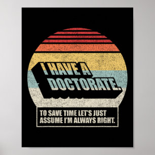 Póster Doctorado Retro Vintage Graduación De Doctorado Ph