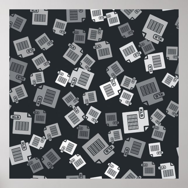Póster Documento de archivo XLS gris. Descargar icono del (Frente)