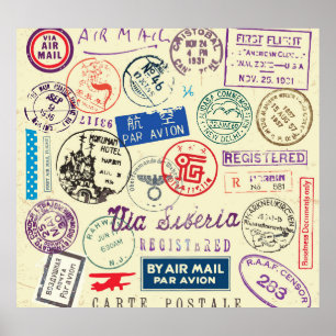 Póster Documento de época: Colección de conjunto de sello