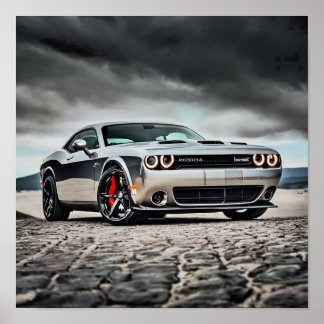 Póster Dodge Challenger Hellcat en la naturaleza |