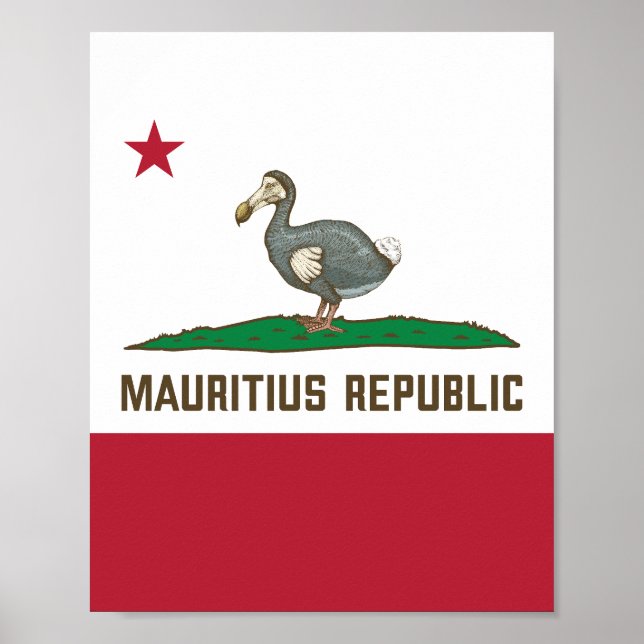 Póster Dodo de la bandera de California de Mauricio (Frente)