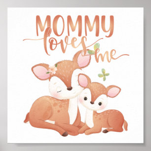 Póster Doe Deer y Fawn Mamá me ama