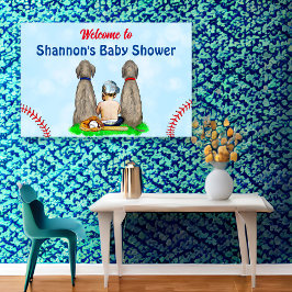 Póster Dog and Baby Boy Baseball Baby Shower