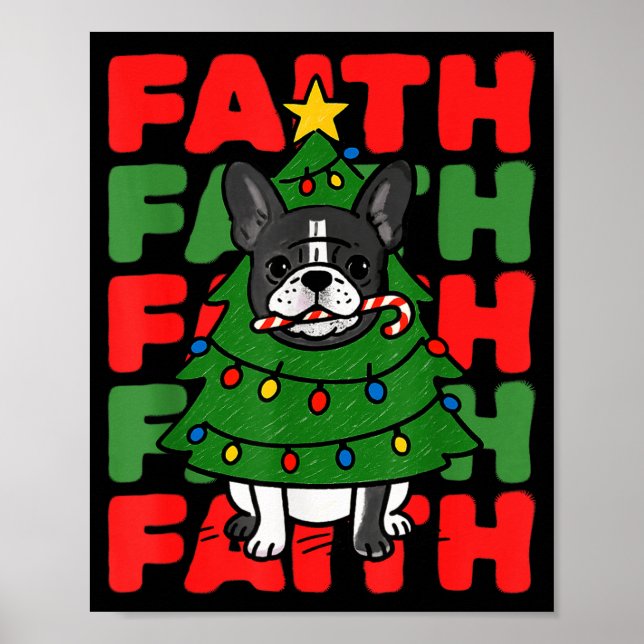Póster Dog Christmas Faith French Bulldog Puppy Family Gr (Frente)