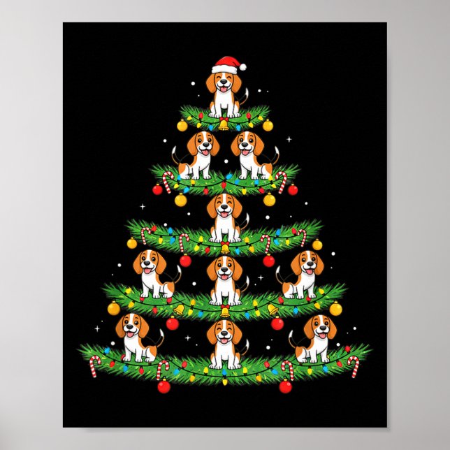 Póster Dog Christmas Tree, Beagle Puppy Holiday Design Fo (Frente)