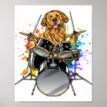 Póster Dog Drummer Playing Drums<br><div class="desc">Punk Rockstar Dog Puppy Drummer Playing Drums Graphic design Gift Poster Classic Collection.</div>