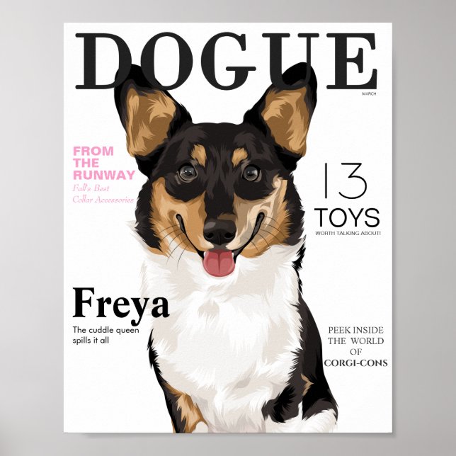 Póster Dog Fashion Magazine Cobertura Poster Dogue (Frente)