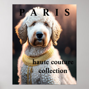 Póster Dog/ Goldendoodle de moda con texto Personalizado