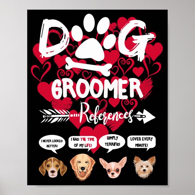 Póster Dog Groomer Regalo Referencias Grooming Dog Salon  (Frente)