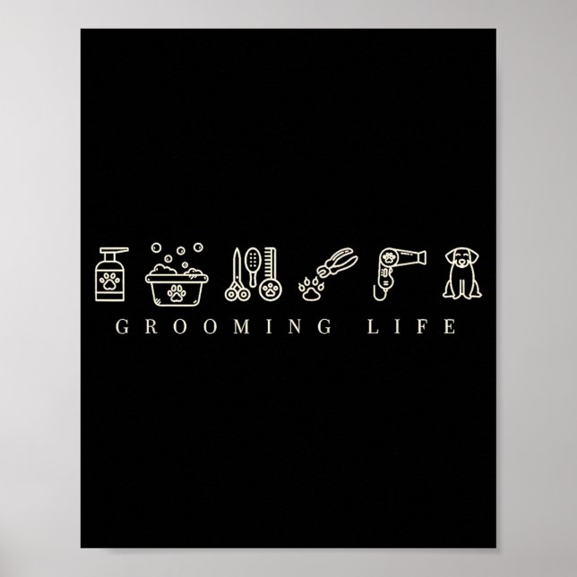 Póster Dog Grooming Dog Groomer Life Work Pet Groomer Ico (Frente)