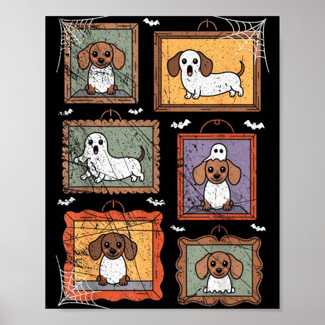 Póster Dog In Ghost Costume Funny Halloween Puppy Lover  (Frente)