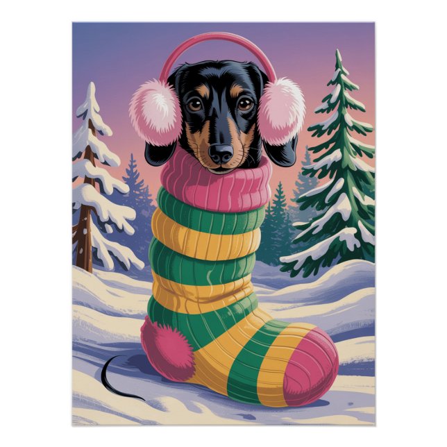 Póster Dog in snow (Anverso)