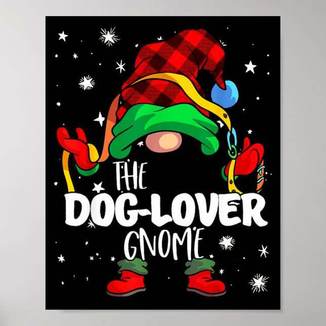 Póster Dog Lover Gnome Red Buffalo Plaid Matching Family  (Frente)