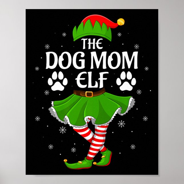 Póster Dog Mom Elf Christmas Family Girls Women Elf Squad (Frente)