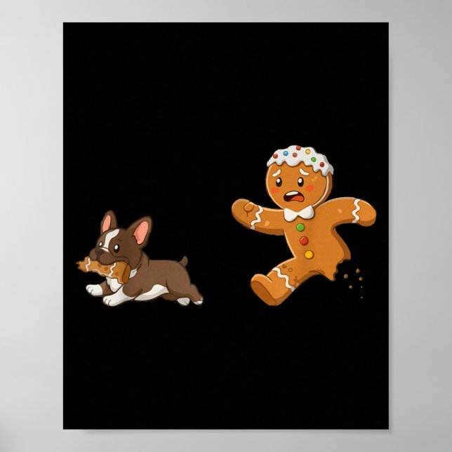 Póster Dog Mom Shirt Gingerbread Chasing French Bulldog C (Frente)