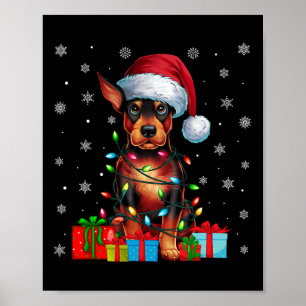 Póster Dog Ugly Xmas Luces Santa Ministra Perro Pinscher
