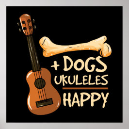 Póster Dog Ukuleles Happy