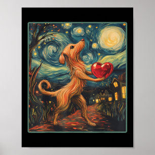 Póster Dog Valentine Starry Night Van Gogh Día de San Val