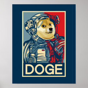 Póster Doge De Astronauta Dogecoína A La Luna Gracioso Cr