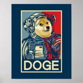 Póster Dogecoin Astronauta Doge To The Moon Crypto Funny