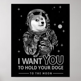 Póster Dogecoin Doge Te Quiero A La Luna Crypto Gracioso