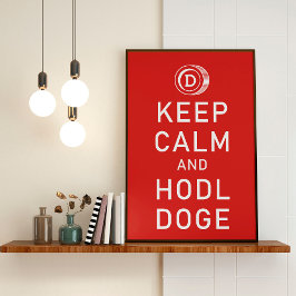 Póster Dogecoin Mantenga La Calma Y El Cripto De Perro Ma