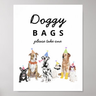 Póster Doggy Bags Dog Birthday Favor Rótulo