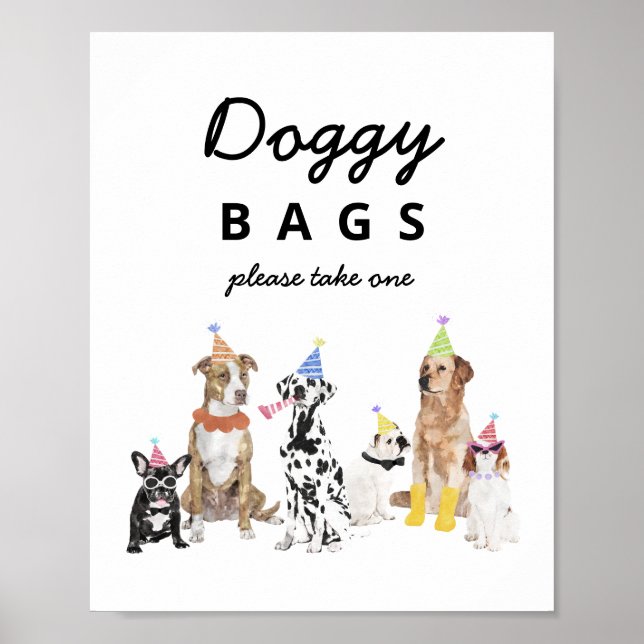 Póster Doggy Bags Dog Birthday Favor Rótulo (Frente)