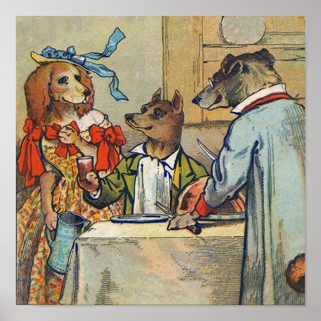 Póster Doggy de la cena victoriana de perro Vestido (Frente)