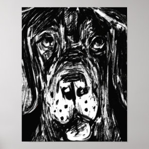 Póster Dogo alemán dibujo al carboncillo