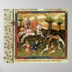 Póster Dogs attacking a leopard, from a book