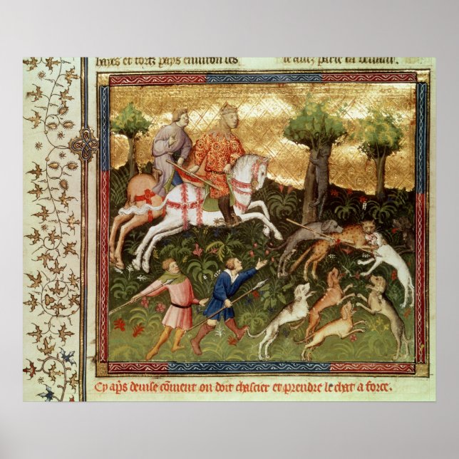 Póster Dogs attacking a leopard, from a book (Frente)