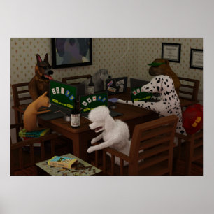 Póster Dogs playing online poker
