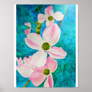 Póster Dogwood Dreams Watercolor