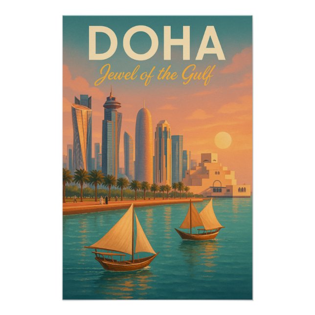 Póster Doha, Qatar Viaje (Anverso)
