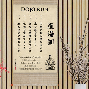 Póster Dojo Kun – Los Cinco Preceptos del Karate