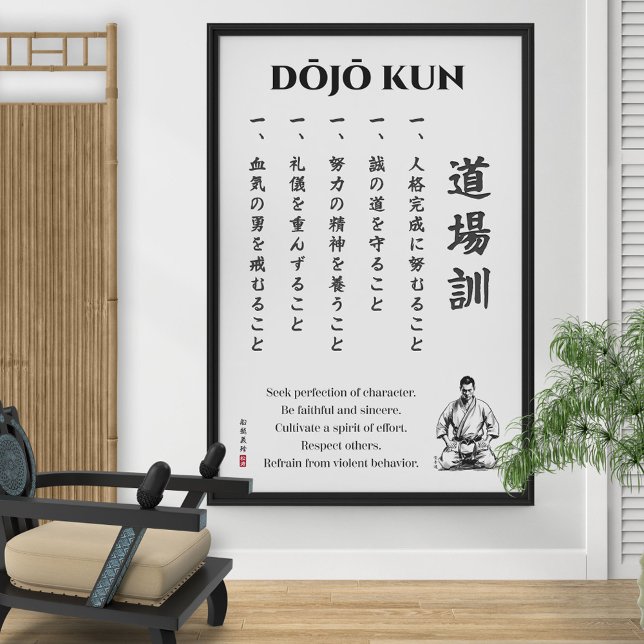 Póster Dojo Kun – The Five Precepts of Karate (Subido por el creador)