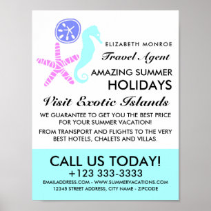 Póster Dólar de Arena, Estrella de Mar, Caballito de Mar,