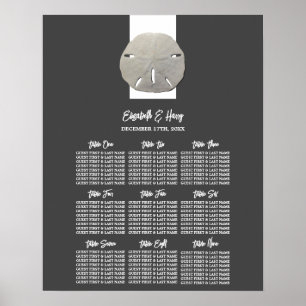 Póster Dólar de arena solitaria, carbón vegetal, tabla de