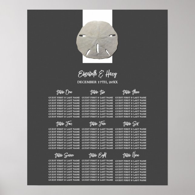 Póster Dólar de arena solitaria, carbón vegetal, tabla de (Frente)